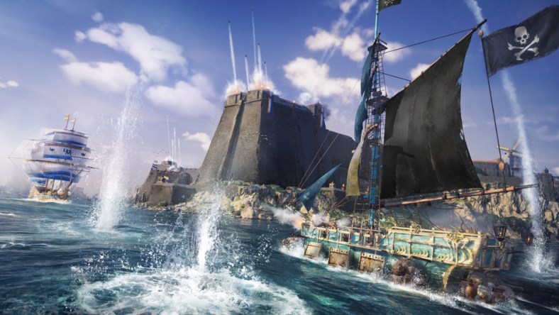 A fortress naval base bombards attacking pirates via Skull and Bones (2023), Ubisoft