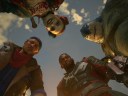 Harley Quinn, King Shark, Deadshot, and Captain Boomerang stare downwards via Suicide Squad: Kill the Justice League (2023), Rocksteady Games