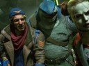 Deadshot, Captain Boomerang, King Shark, and Harley Quinn stare on in various states of confusion and shock via Suicide Squad: Kill the Justice League (2023), Rocksteady Games