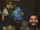 Master Chief (Bruce Thomas), Cortana (Jennifer Taylor) and Fernando Esparza (Nicholas Roye) look toward their next adventure in the ending to Halo Infinite (2021), 343 Industries