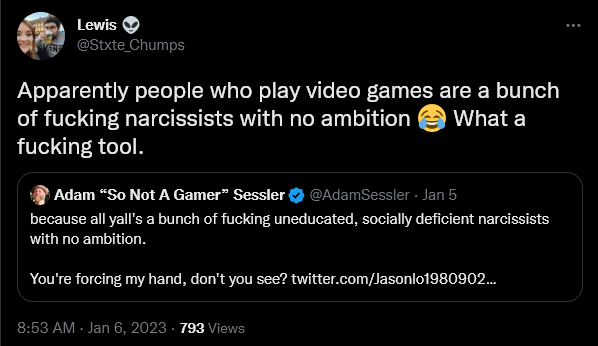 Adam Sessler has a meltdown regarding the existence of gamers.