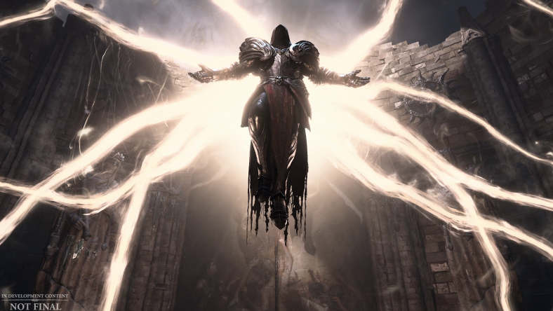 The angel Inarius (Gabe Kunda) unleashes his divine power in Diablo IV (2023), Blizzard Entertainment