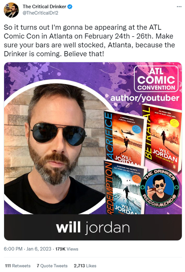 Will Jordan writes about his February 2023 appearance at Atlanta Comic Con.