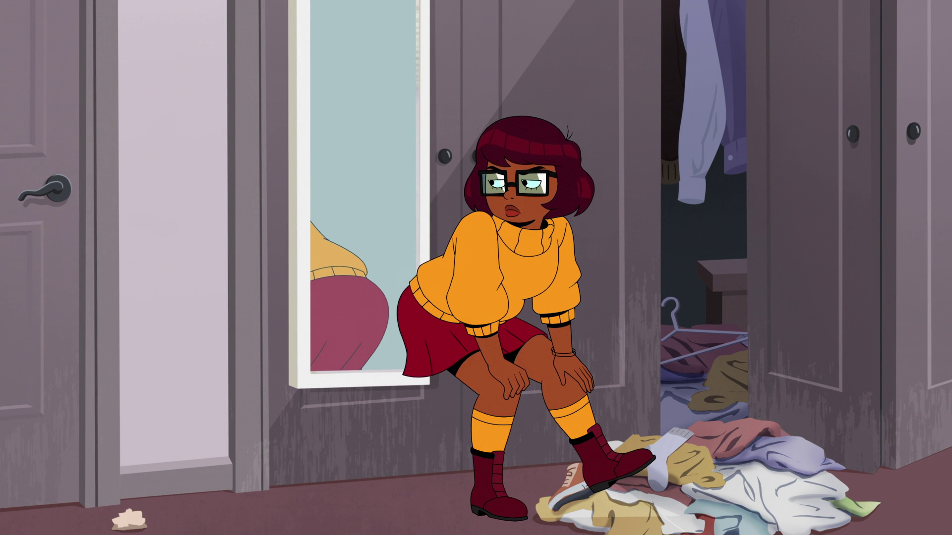 Velma (Mindy Kaling) practices twerking in Velma Season 1 Episode 4 "Velma Makes a List" (2023), HBO Max
