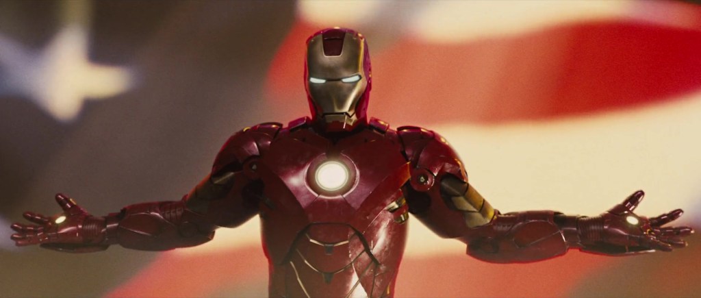 Tony Stark (Robert Downey Jr.) takes the stage at the Stark Expo in Iron Man 2 (2010), Marvel Studios
