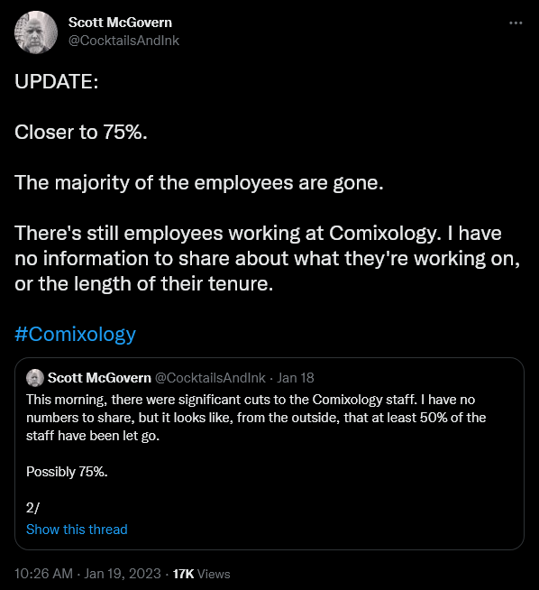 Former ComiXology employee Scott McGovern provides insight on the service's recent layoffs