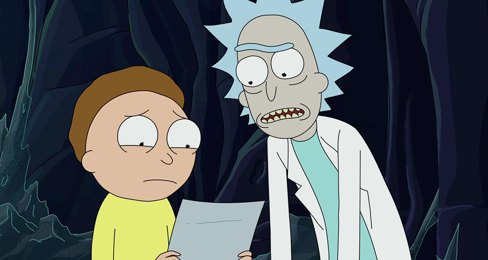 Rick and Morty (Justin Roiland) are unsure of their directions in Rick and Morty Season 5 Episode 4 "Rickdependence Spray" (2021), Adult Swim