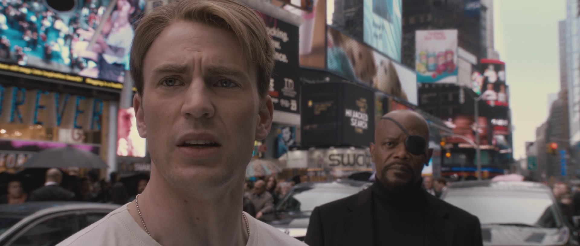 Steve Rogers (Chris Evans) tells Nick Fury (Samuel L. Jackson) that he had a date in Captain America: The First Avengers (2011), Marvel Entertainment