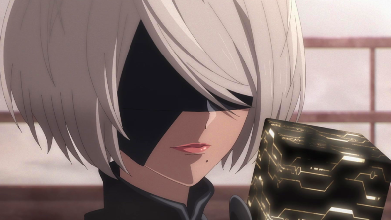 2B (Yui Ishikawa) prepares to destroy her own black box in Nier: Atuomata Ver1.1a Season 1 Episode 1 "Or not to [B]e" (2023), A-1 Pictures