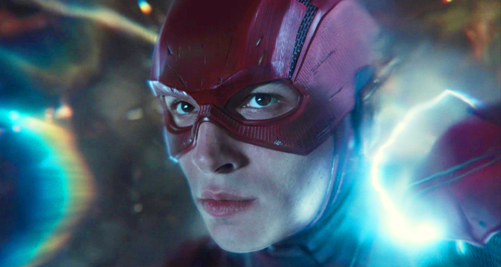 Barry Allen (Ezra Miller) braces himself to enter the Speed Force in Zack Snyder's Justice in Zack Snyder's Justice League (2021), Warner Bros. Entertainment