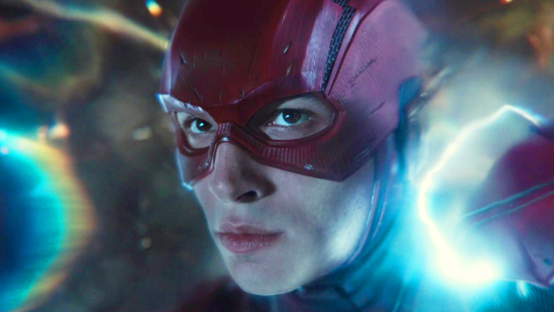 Barry Allen (Ezra Miller) braces himself to enter the Speed Force in Zack Snyder's Justice in Zack Snyder's Justice League (2021), Warner Bros. Entertainment