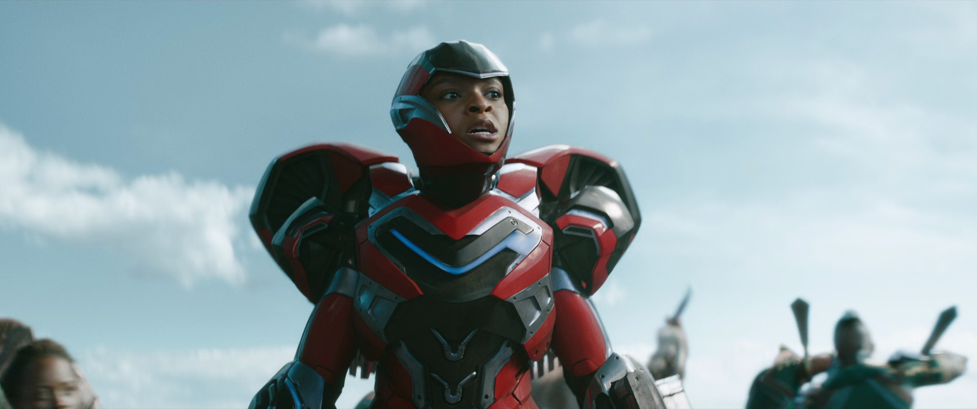 Riri Williams (Dominique Thorne) prepares for takeoff in Black Panther: Wakanda Forever (2022), Marvel Entertainment