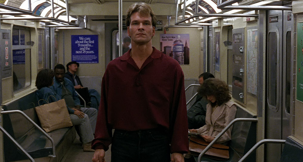 Sam confronts a spirit on a subway train in 'Ghost' (1990), Paramount Pictures