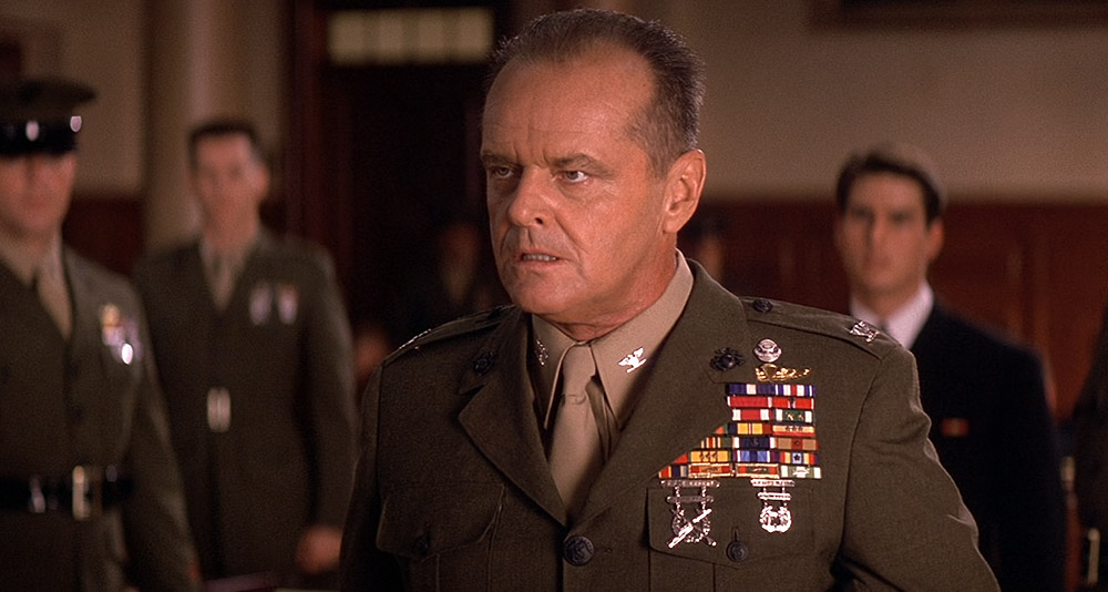 An angry Colonel Jessep in court in 'A Few Good Men' (1992), Columbia Pictures