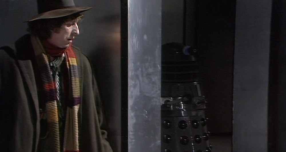 The Fourth Doctor hides from a Dalek in 'Genesis of the Daleks' (1975), BBC