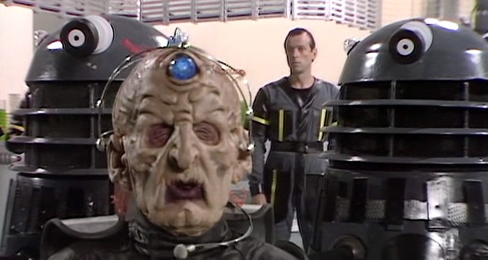 Davros, Kiston and two Daleks in 'Resurrection of the Daleks' (1985), BBC