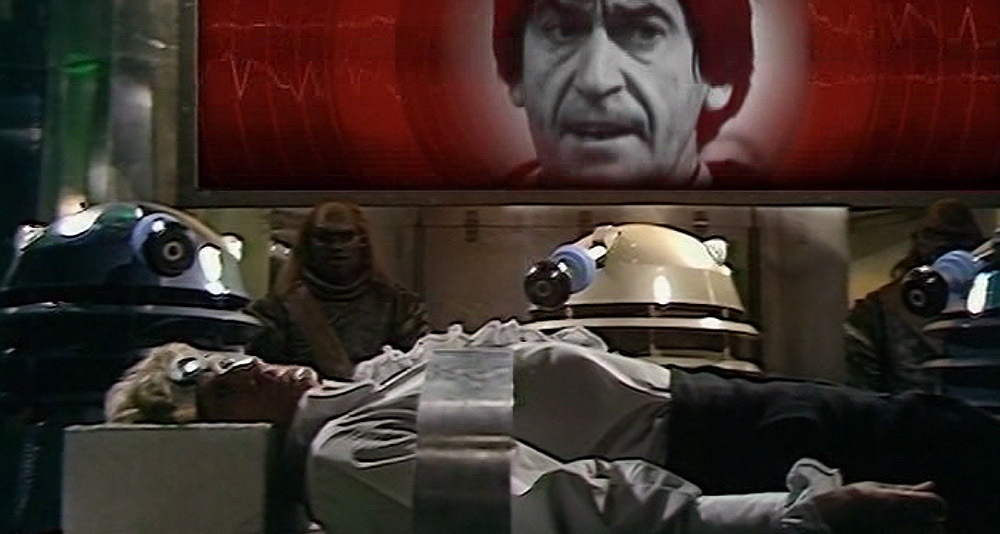 The Daleks mind probe the Third Doctor in 'Day of the Daleks' (1972), BBC