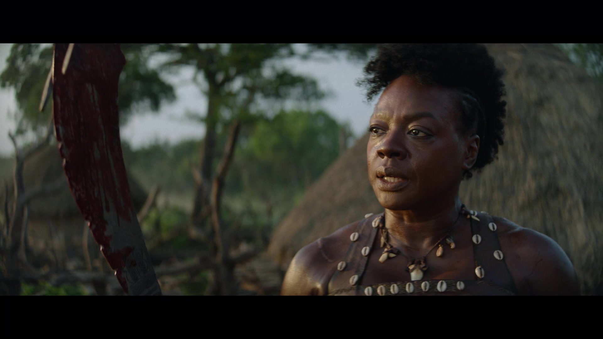 General Nanisca (Viola Davis) bloodies her blade in The Woman King (2022), Sony Pictures