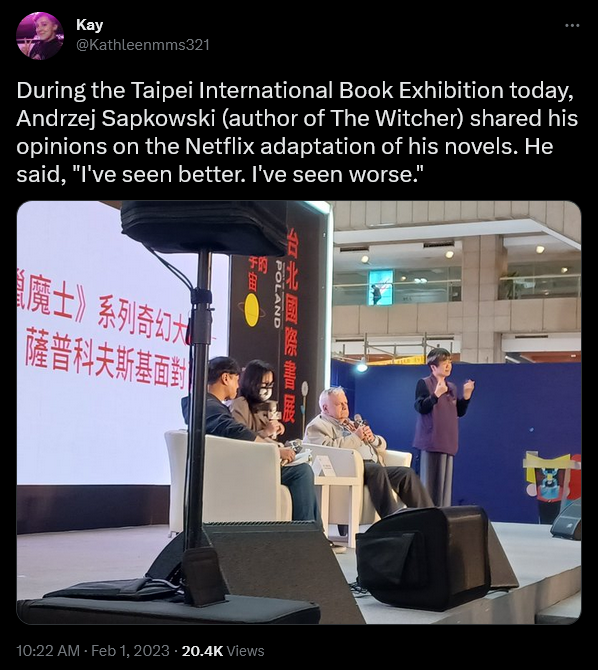 Andrzej Sapkowski weighs in on Netflix's live-action 'The Witcher' during the Taipei International Book Exhibition 2023