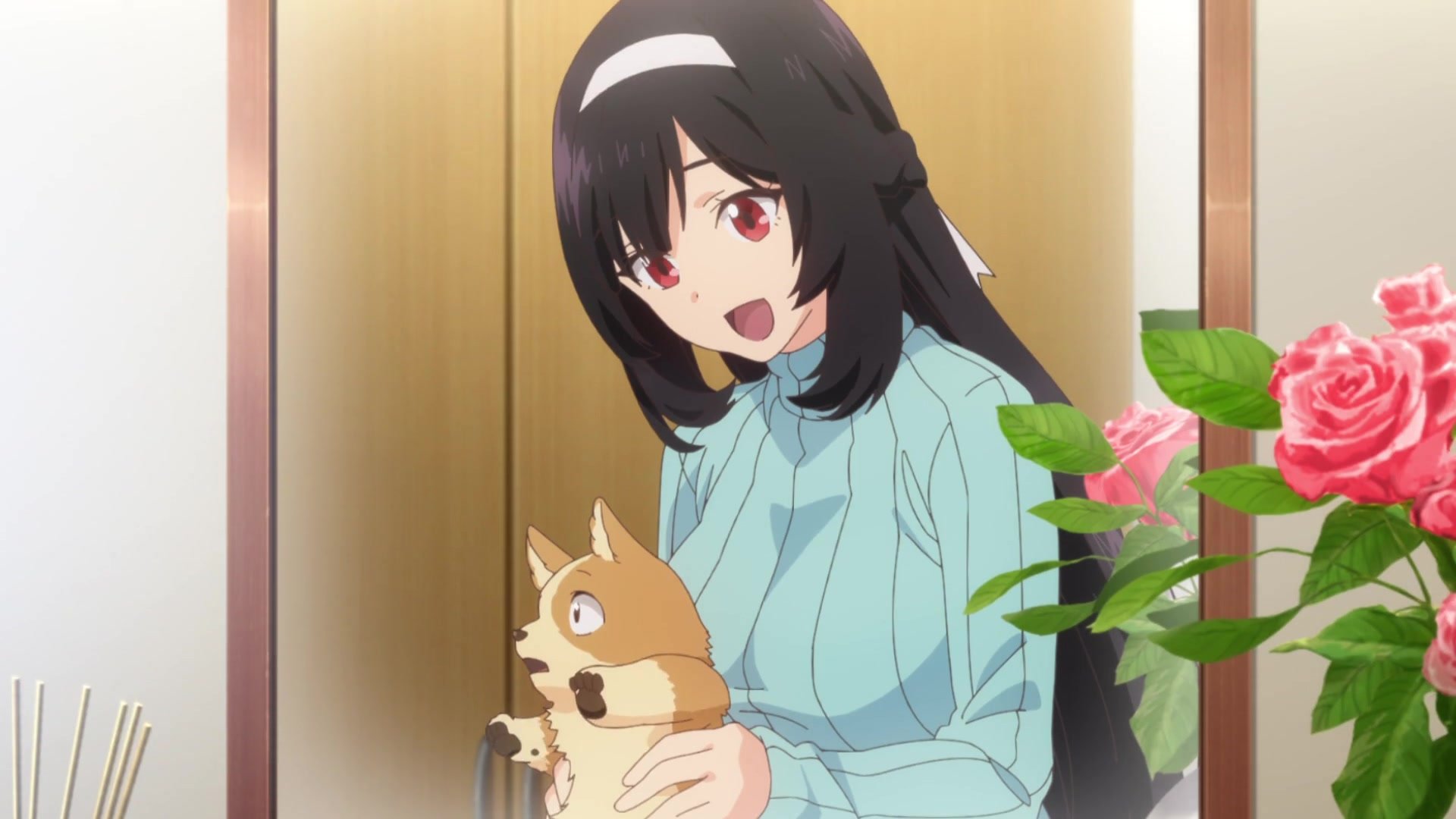 Karen Inukai (Saya Aizawa) plays with Pochita (Shūichirō Umeda) in My Life as Inukai-san's Dog Episode 2 "Walkies." (2023), Quad via HIDIVE