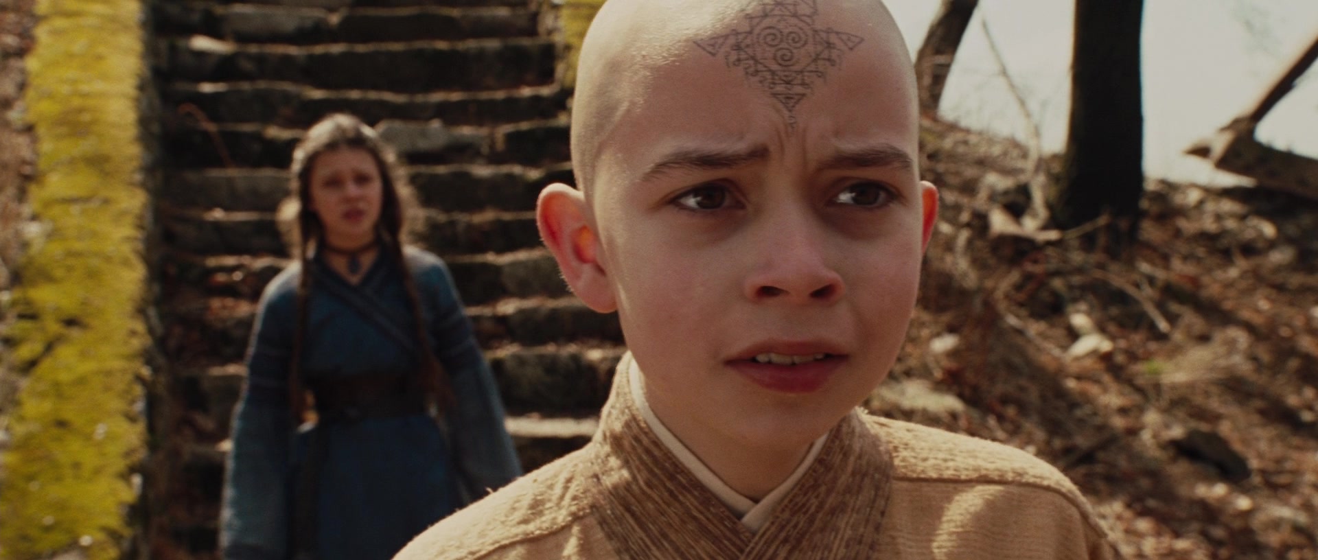 Aang (Noah Ringer) discovers the ruins of the Air Bender's Temple in The Last Airbender (2010), Paramount Pictures