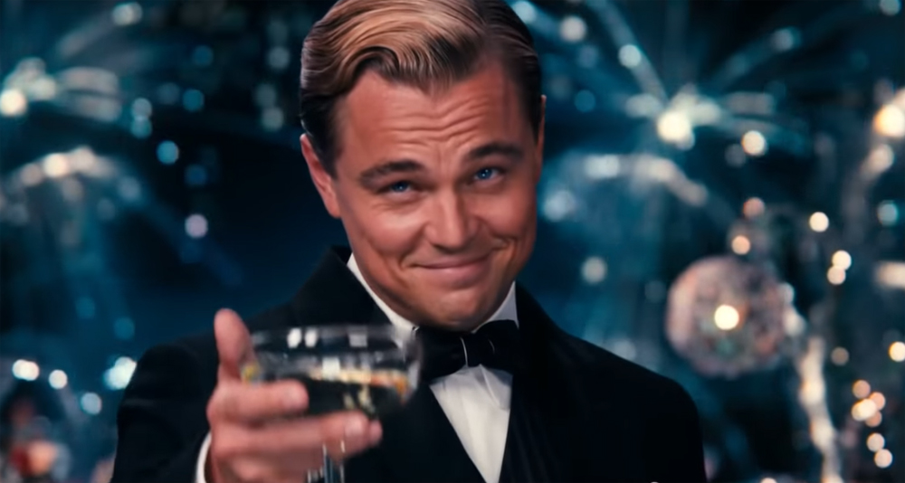 Leonardo DiCaprio in a meme-famous screenshot from 'The Great Gatsby' (2013).