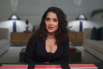 Salma Hayek does a YouTube video for Glamour Magazine in 2023.