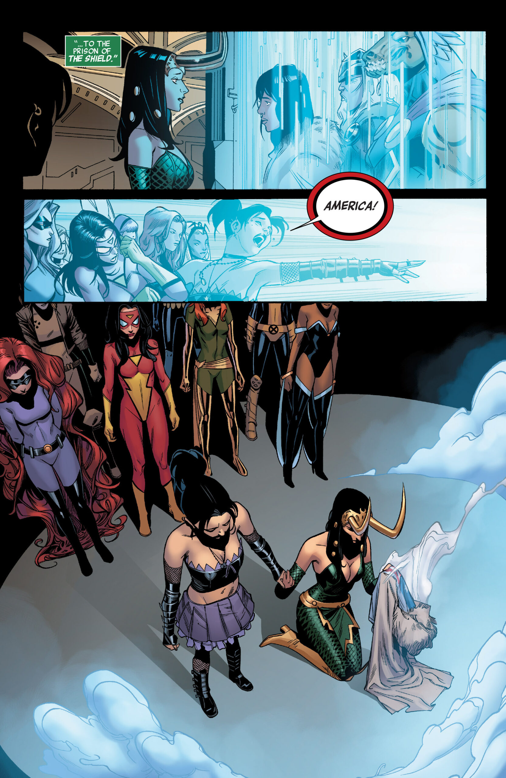 America Chavez é levado pelo Thor Corps em A-Force Vol. 1 #1 (2015), Marvel Comics