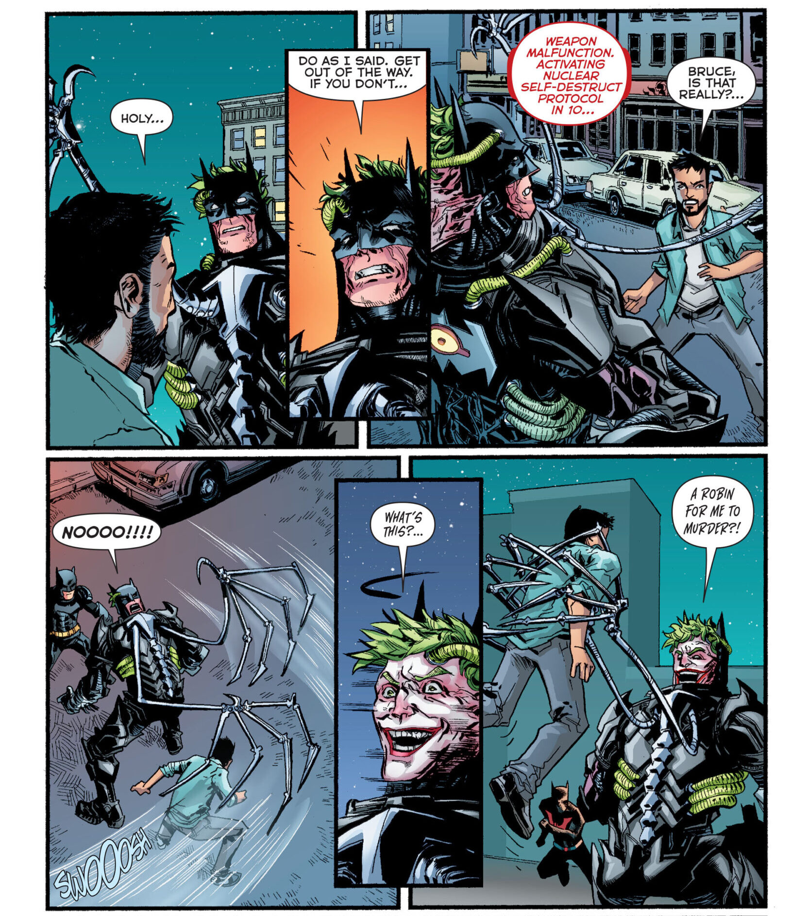 O híbrido Batman-Joker está de olho em Tim Drake em The New 52: Futures End Vol. 1 38 “Capítulo 38” (2015), DC