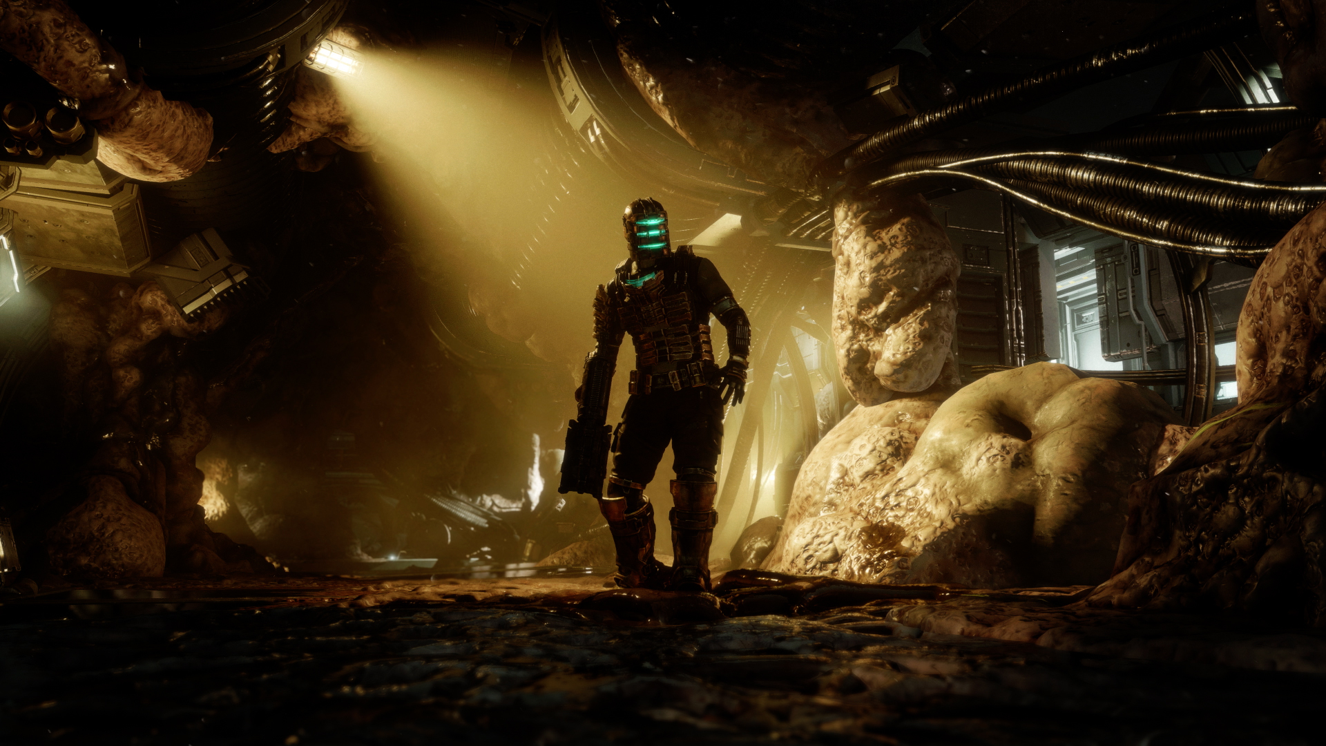 Issac Clarke walks amid the Corruption via Dead Space (2023), Electronic Arts