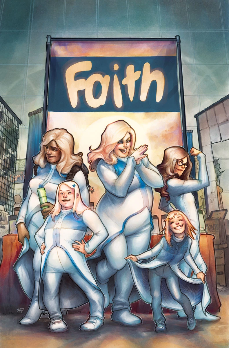 Zephyr meets her fans on Meghan Hetrick's variant cover to Faith Vol. 2 #2 "Her Greatest Enemy" (2016), Valiant Entertainment