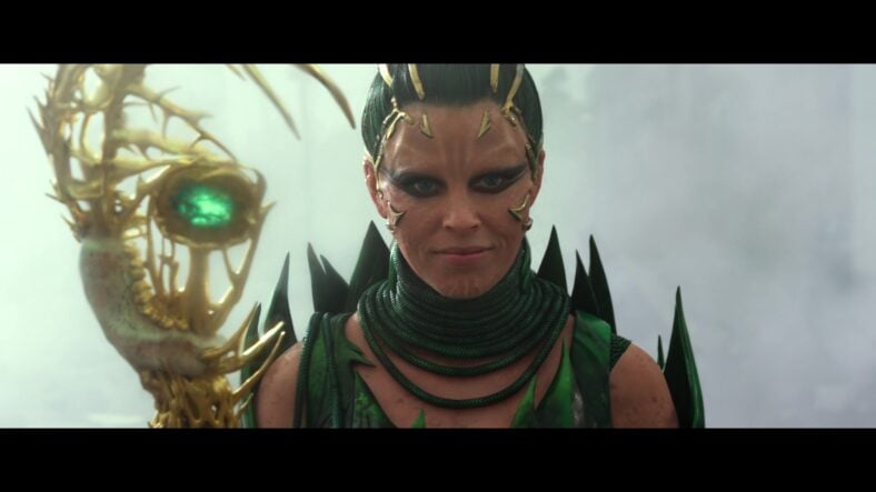 Rita Repulsa (Elizabeth Banks) descends upon Angel Grove in Power Rangers (2017), Lionsgate Films