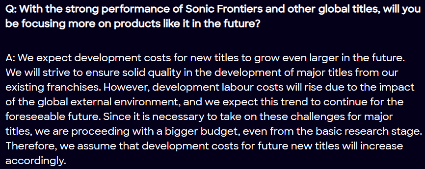 SEGA Sammy confirms developers producing "global titles" will be given a larger budget via Tails Channel