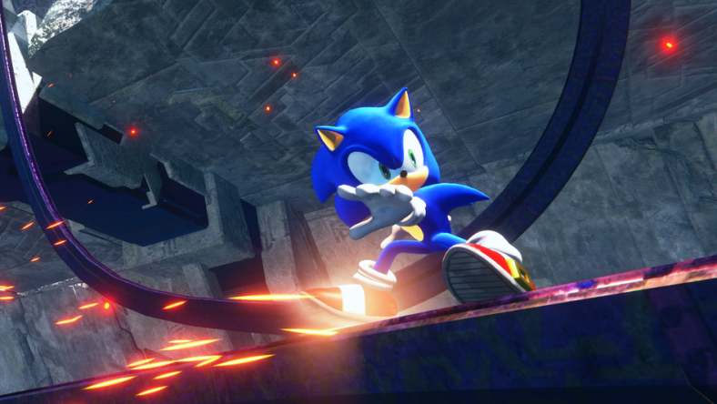 Sonic grinds on a rail via Sonic Frontiers (2022), Sega