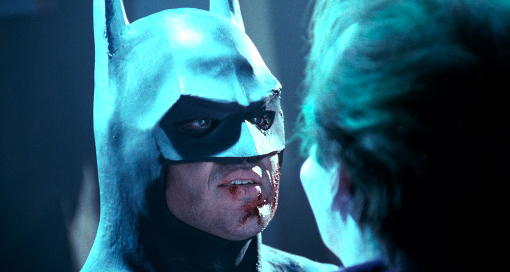 Batman and the Joker face-to-face in 'Batman' (1989), Warner Bros. Pictures