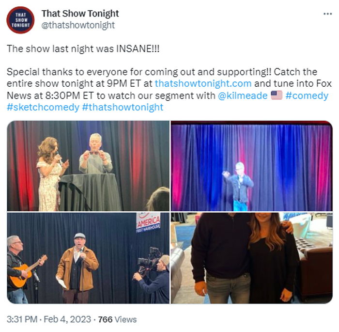 A 2023 tweet from the official 'That Show Tonight' Twitter account.