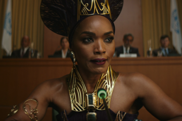 Queen Ramonda (Angela Bassett) prepares to address the United Nations in Black Panther: Wakanda Forever (2022), Marvel Entertainment