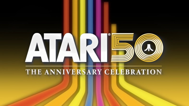 Screenshot of a frame of a YouTube video promoting the 'Atari 50: The Anniversary Celebration' (2022) video game and multimedia collection.