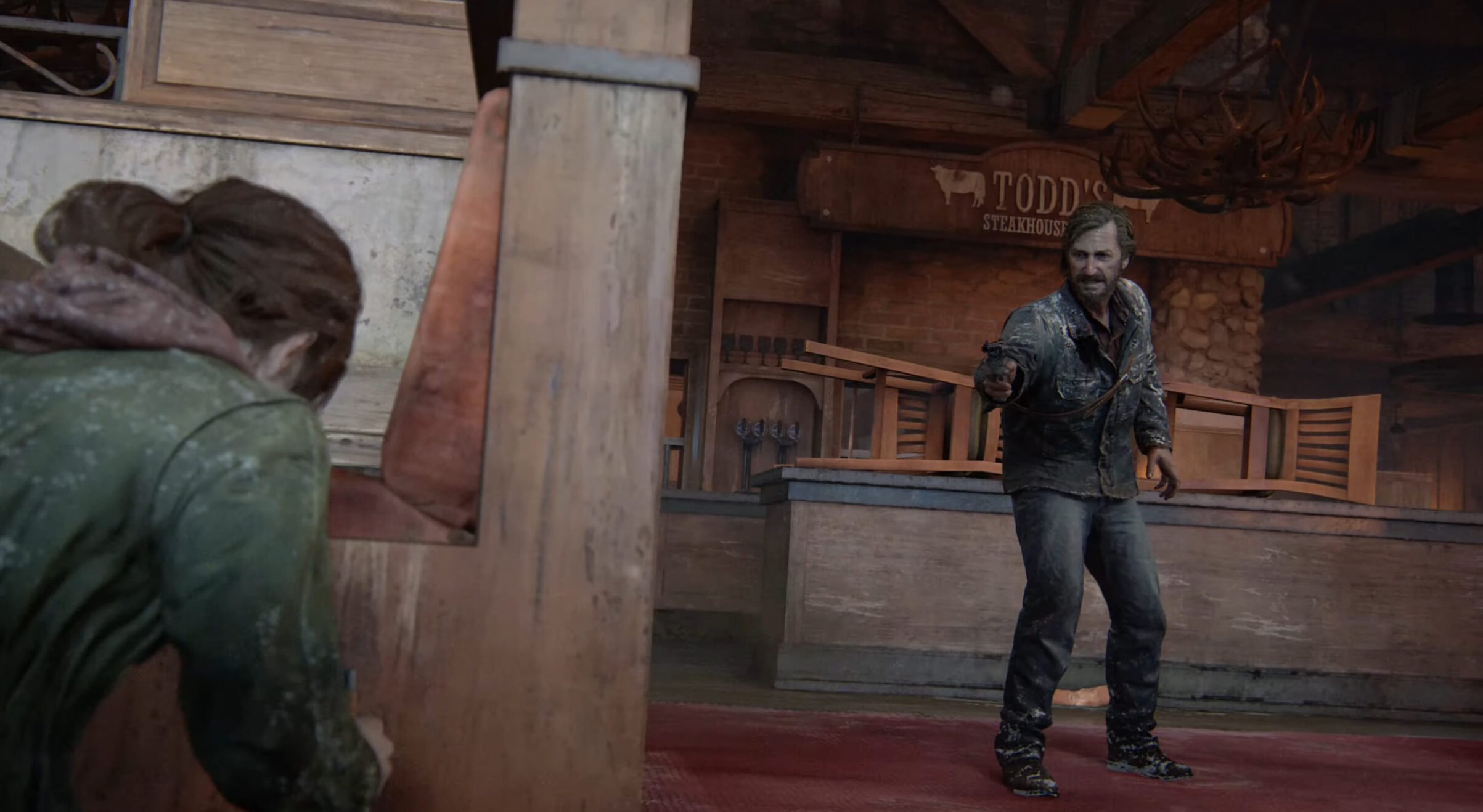David (Nolan North) hunts for Ellie (Ashley Johnson) in The Last of Us (2013), Naughty Dog