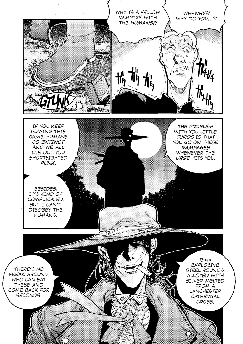 Alucard explains his motivations in Hellsing Ch. 1 "Vampire Hunter" (1998), Shōnen Gahōsha