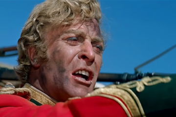 Lt. Gonville Bromhead (Michael Caine) orders his troops to fire in Zulu (1964), Diamond Films
