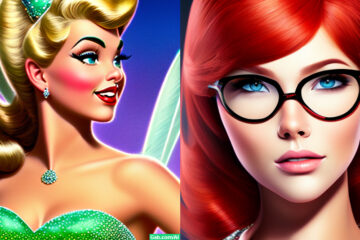 Tinker Bell smiles and Velma looks at the viewer in Gabby-generated images of both characters.