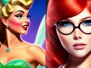 Tinker Bell smiles and Velma looks at the viewer in Gabby-generated images of both characters.