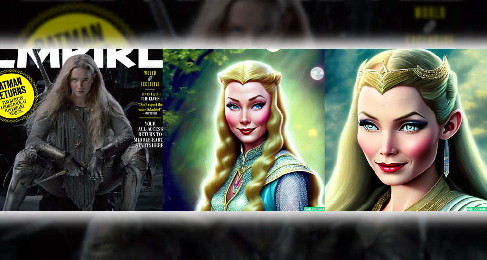 Side-by-side comparison of the new and improved Galadriel and Gabby-generated images of her.