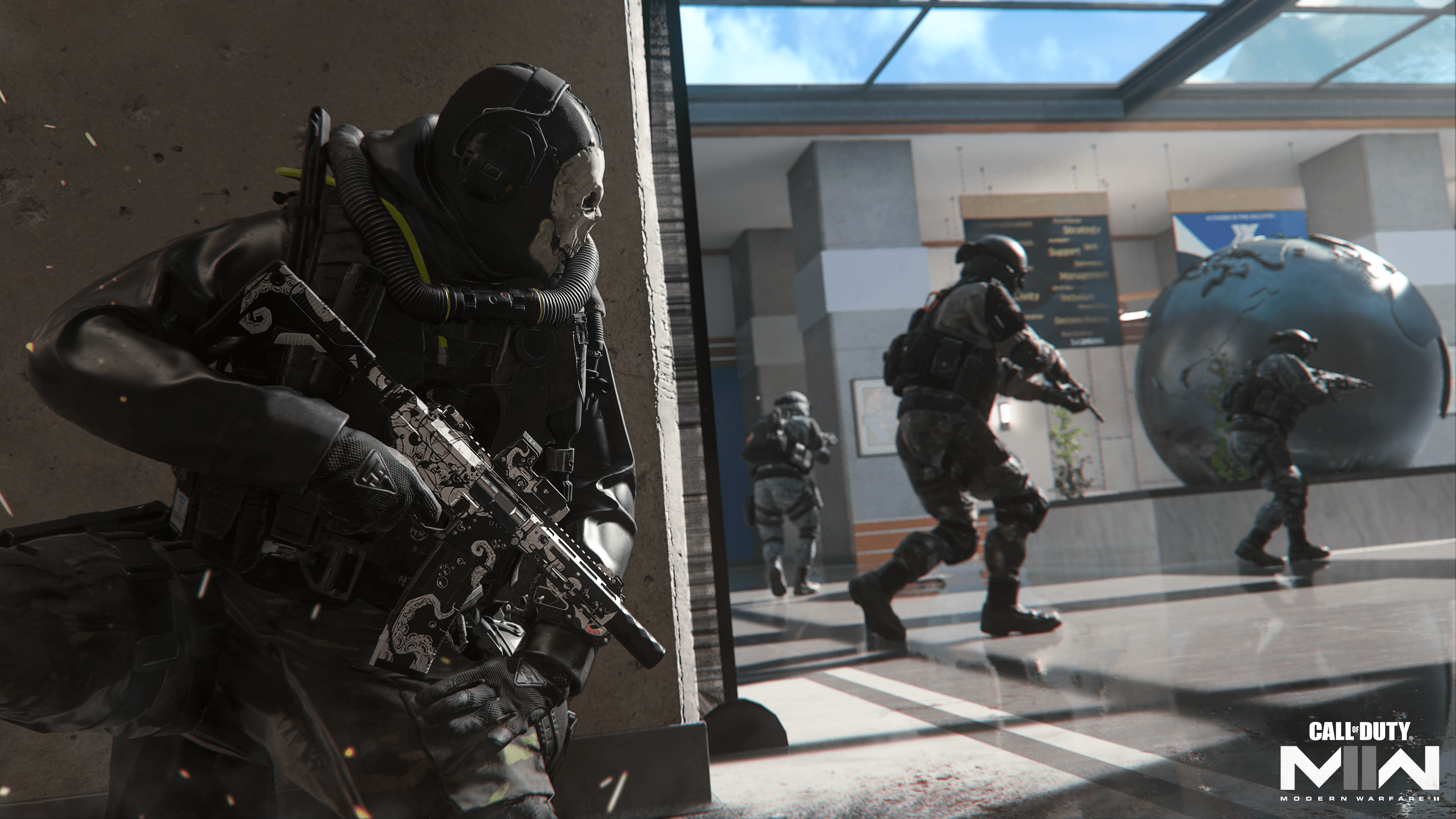 Ghost readies an ambush inside the Himmelmatt Expo in Call of Duty: Modern Warfare II (2022), Activision