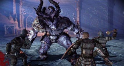 The party faces off against an Ogre via Dragon Age: Origins (2009), EA