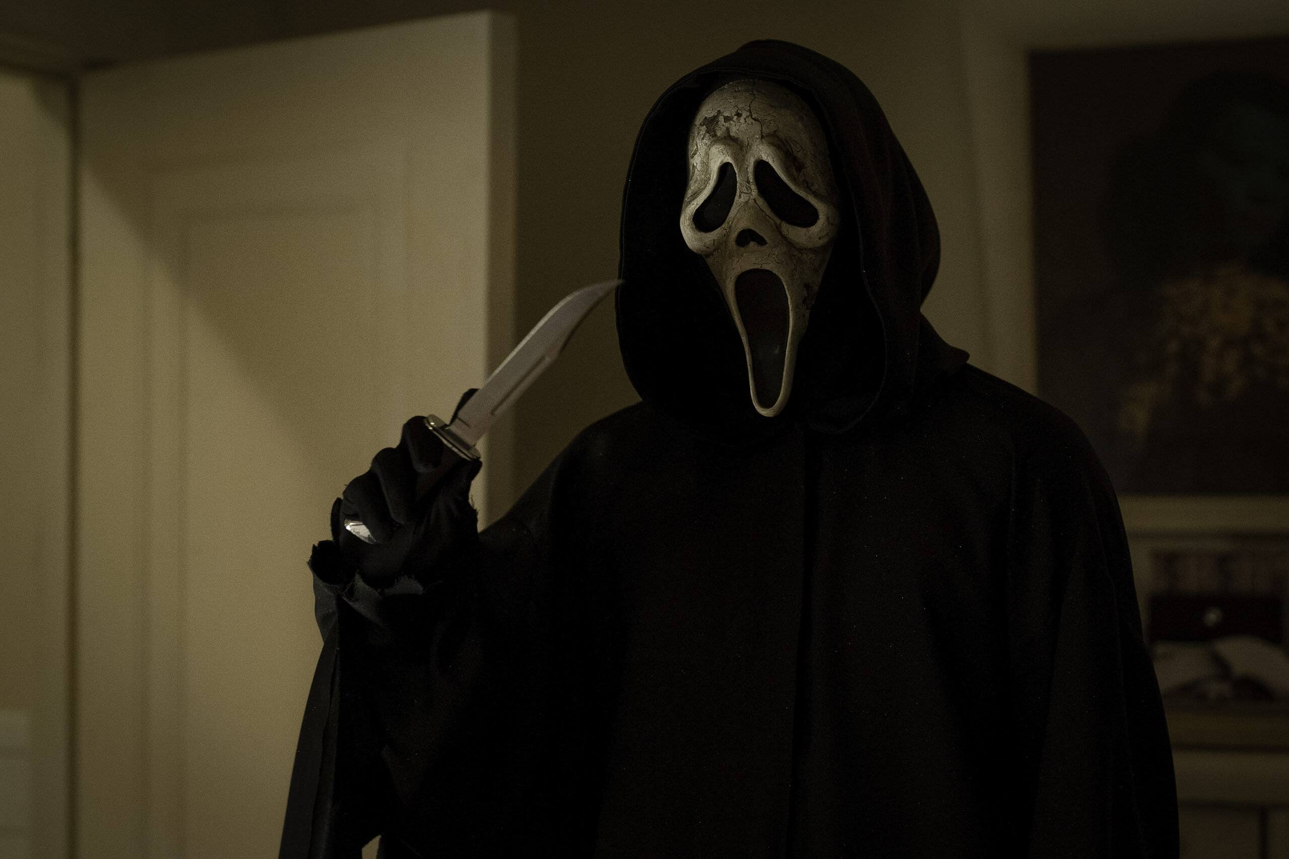Ghostface in Paramount Pictures and Spyglass Media Group's "Scream VI." © 2022 Paramount Pictures. Ghost Face is a Registered Trademark of Fun World Div., Easter Unlimited, Inc. ©1999. All Rights Reserved.”. Ghost Face is a Registered Trademark of Fun World Div., Easter Unlimited, Inc. ©1999. All Rights Reserved.”