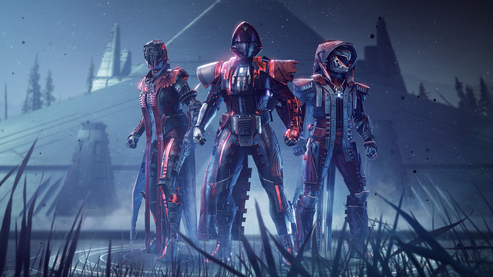 Players pose in the Unyielding armor sets via Destiny 2: Lightfall (2023)
