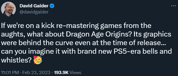 Dragon Age Origins writer wants a remaster for the brand new PS5-era