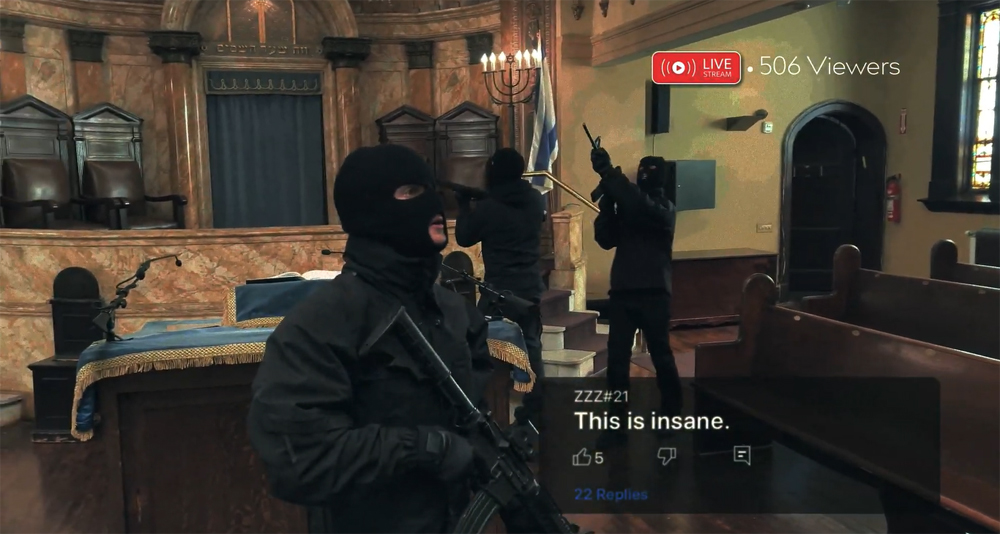 White actors portray Nazis attacking a synagogue in the CBS television series 'The Equalizer.'
